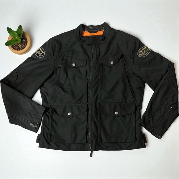 Tommy Hilfiger Red Label Denim Motorcycle Jacket Black Mens Large - Picture 1 of 6